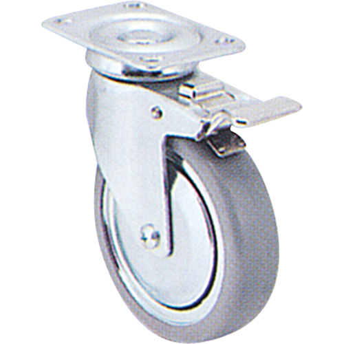 Roulette zingu&eacute;e, Pivotant avec frein, 3" (76 mm), Caoutchouc, 150 lb (68 kg) Rock Safety Industrial Ltd