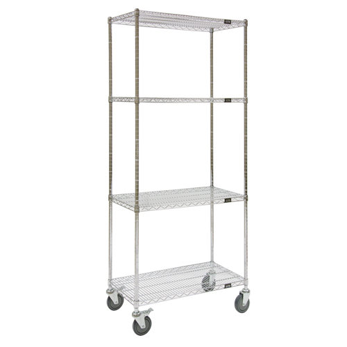 Chariots en treillis m&eacute;tallique, Chrom&eacute;, 36" x 80" x 24", Capacit&eacute; 800 lb Rock Safety Industrial Ltd