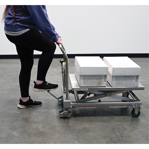 Hydraulic Scissor Lift Table, 31-1/2" L x 19-1/2" W, Stainless Steel, 550 lbs. Capacity Rock Safety Industrial Ltd