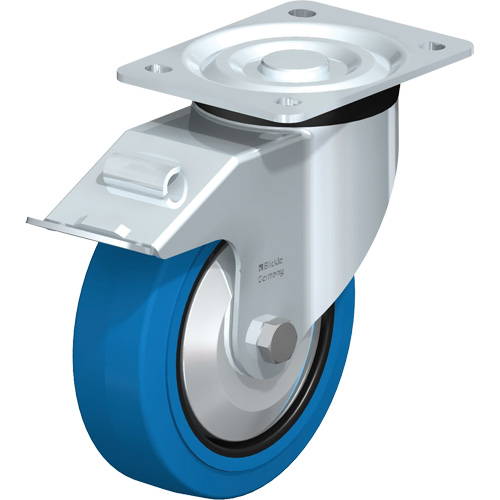 Roulette bleue, Pivotant avec frein, 6" (152,4 mm), Caoutchouc, 770 lb (349 kg) Rock Safety Industrial Ltd