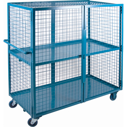 Wire Mesh Truck, 2 Tiers, 63" L x 32" W x 62.5" H, 1200 lbs. Cap. Rock Safety Industrial Ltd
