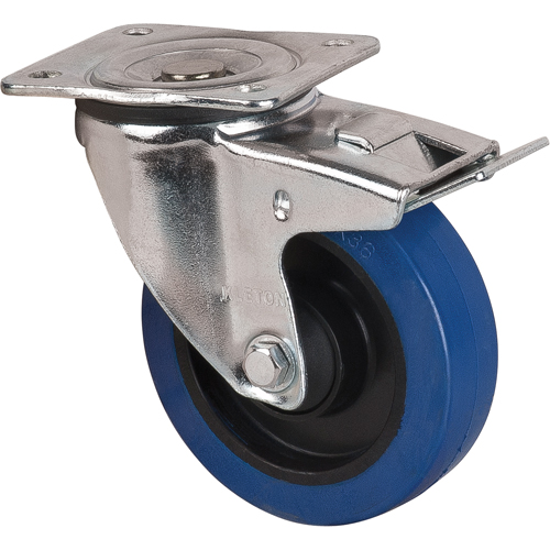 Blue Caster, Swivel with Brake, 5" (127 mm), Rubber, 400 lbs. (181 kg.) Rock Safety Industrial Ltd