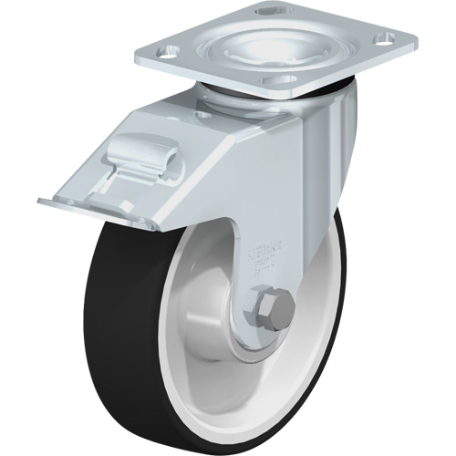 Roulettes robustes sans cheville, Pivotant avec frein, 6-5/16" (160,3375 mm), Polyur&eacute;thane thermoplastique, 1210 lb (550 kg) Rock Safety Industrial Ltd