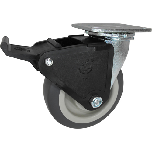 Roulette &agrave; freinage complet, Pivotant avec frein, 6" (152,4 mm), Caoutchouc, 500 lb (227 kg) Rock Safety Industrial Ltd