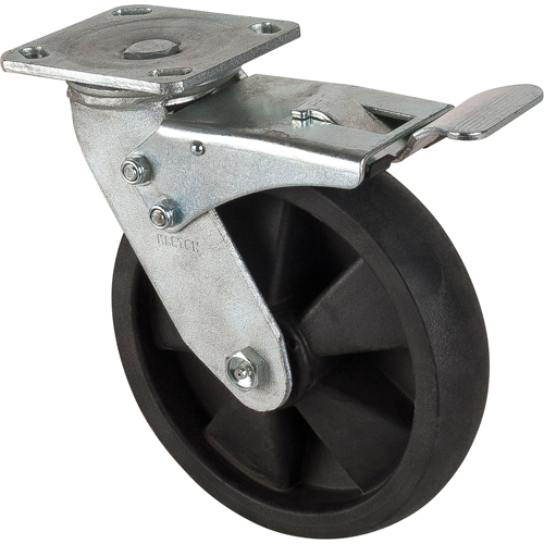 Hi-Temp Caster, Swivel with Brake, 8" (203.2 mm), Nylon, 1000 lbs. (453 kg.) Rock Safety Industrial Ltd