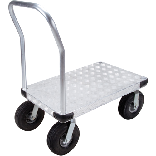 Aluminum Platform Truck, 24" W x 36" L, 1600 lbs. Cap., Pneumatic Wheels Rock Safety Industrial Ltd