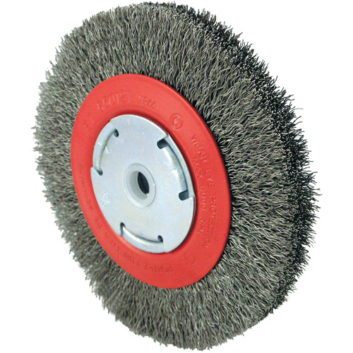 Brosse &agrave; fils cr&ecirc;p&eacute;s 101F-2M, 6" dia., Fils 0,014", Arbre 1/2" - 2" Rock Safety Industrial Ltd