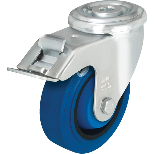 Roulette en caoutchouc rigide, Pivotant avec frein, Diam&egrave;tre 4", Capacit&eacute; 330 lb (149,685 kg) Rock Safety Industrial Ltd