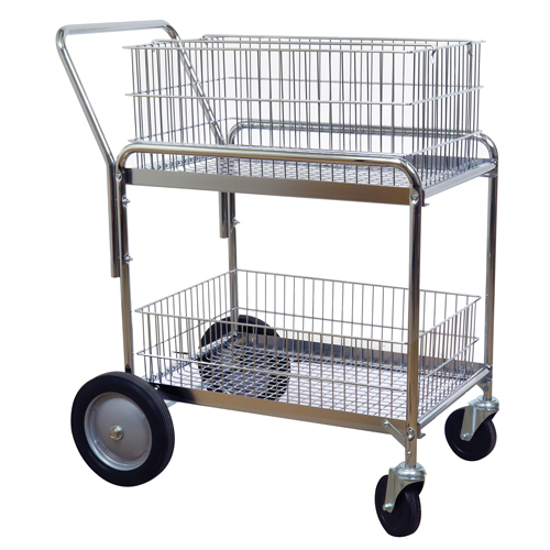 Chariot de bureau en treillis m&eacute;tallique pour le courrier, 200 lb Capacit&eacute;, Chrome, 23-3/4" p x 33-1/2" la x 38-1/4" h, Chrom&eacute; Rock Safety Industrial Ltd