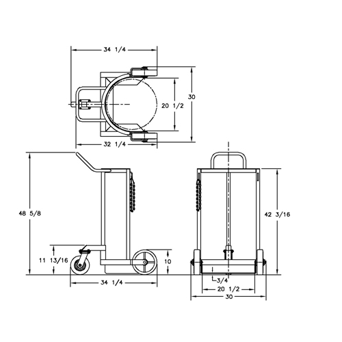 Large Liquid Gas Cylinder Truck LCC, Polyurethane Wheels, 20" W x 20" D Base, 1000 lbs. Rock Safety Industrial Ltd
