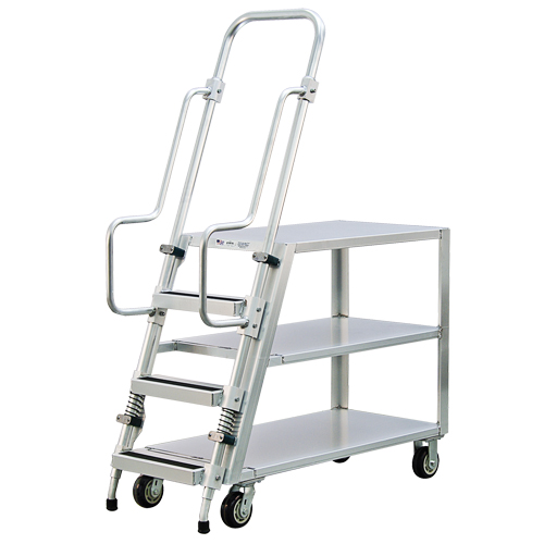 Chariot de pr&eacute;paration en aluminium avec &eacute;chelle, Aluminium, 22" la x 51-1/2" p, 3 tablettes, Capacit&eacute; 800 lb Rock Safety Industrial Ltd