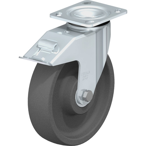 Roulette r&eacute;sistante aux chocs, Pivotant avec frein, 8" (203,2 mm), Nylon, 1250 lb (567 kg) Rock Safety Industrial Ltd