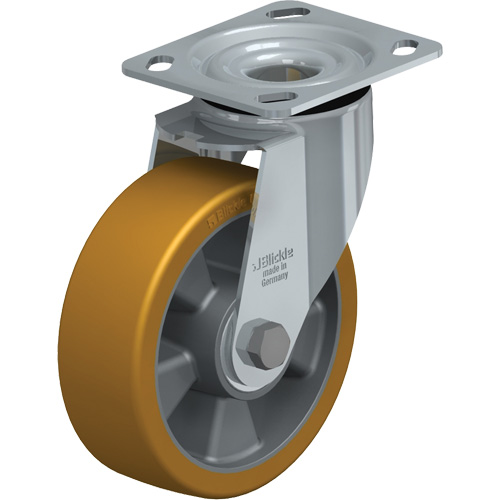 Roulette de haute qualit&eacute;, Pivotant, 6" (152,4 mm), &eacute;lastom&egrave;re de polyur&eacute;thane, 660 lb (300 kg) Rock Safety Industrial Ltd