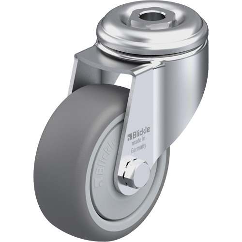 Roulette en &eacute;lastom&egrave;re thermoplastique de haute qualit&eacute;, Pivotant, Diam&egrave;tre 3-1/8" (79,5 mm), Capacit&eacute; 220 lb (100 kg) Rock Safety Industrial Ltd