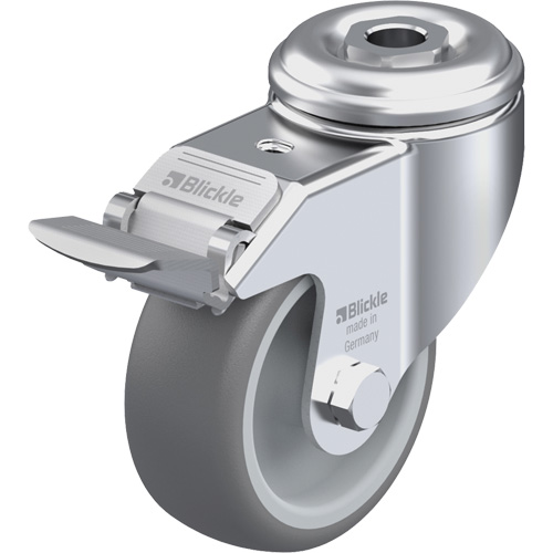 Roulette en &eacute;lastom&egrave;re thermoplastique de haute qualit&eacute;, Pivotant avec frein, Diam&egrave;tre 3-1/8" (79,5 mm), Capacit&eacute; 220 lb (100 kg) Rock Safety Industrial Ltd