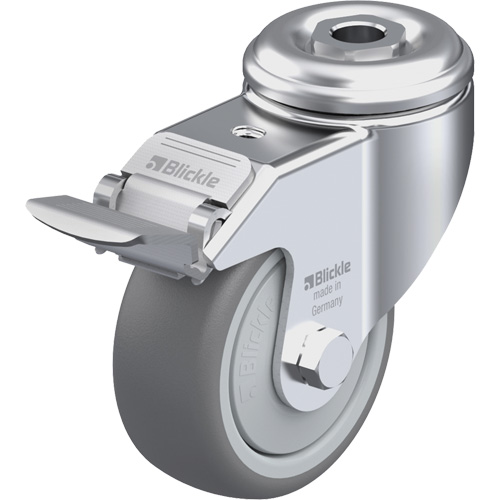 Roulette en &eacute;lastom&egrave;re thermoplastique de haute qualit&eacute;, Pivotant avec frein, Diam&egrave;tre 3-1/8" (79,5 mm), Capacit&eacute; 220 lb (100 kg) Rock Safety Industrial Ltd