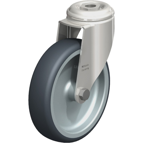 Roulette en &eacute;lastom&egrave;re thermoplastique acier inoxydable, Pivotant, Diam&egrave;tre 5" (127 mm), Capacit&eacute; 265 lb (120 kg) Rock Safety Industrial Ltd