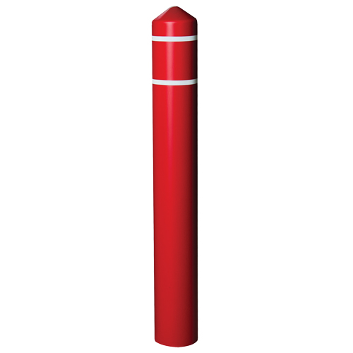 Smooth Bollard Cover With Reflective Stripes, 8" Dia. x 56" L, Red Rock Safety Industrial Ltd