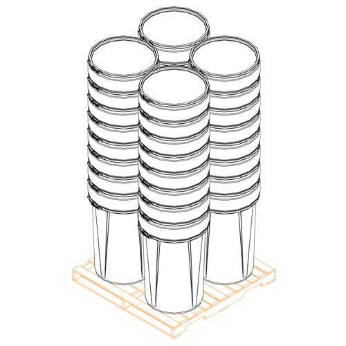 Baril emboîtable en poly&eacute;thyl&egrave;ne, 55 gal. US (45 gal. imp.), Dessus ouvert, Jaune Rock Safety Industrial Ltd