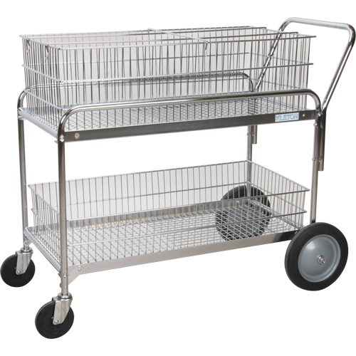 Chariot de bureau en treillis m&eacute;tallique pour le courrier, 250 lb Capacit&eacute;, Chrome, 23" p x 42" la x 38" h, Chrom&eacute; Rock Safety Industrial Ltd