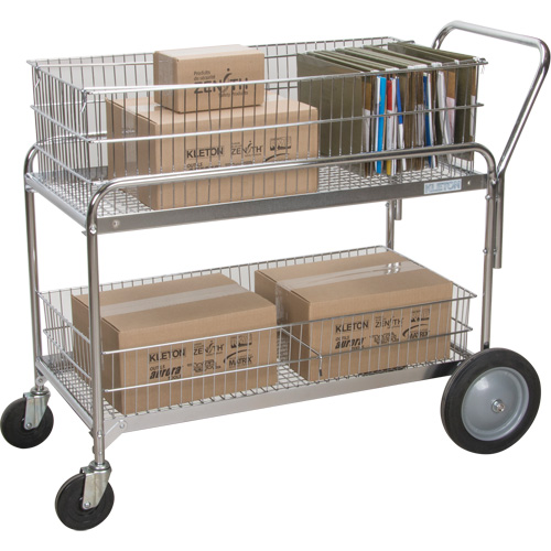 Chariot de bureau en treillis m&eacute;tallique pour le courrier, 250 lb Capacit&eacute;, Chrome, 23" p x 42" la x 38" h, Chrom&eacute; Rock Safety Industrial Ltd