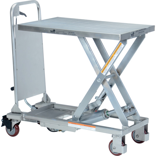 Manual Hydraulic Scissor Lift Table, 27-1/2" L x 17-5/8" W, Partial Stainless Steel, 400 lbs. Capacity Rock Safety Industrial Ltd