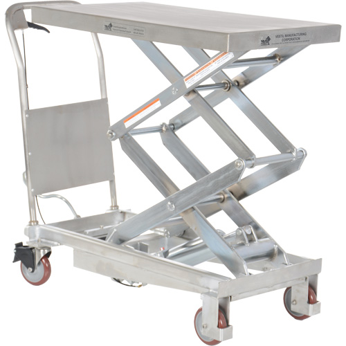 Manual Hydraulic Scissor Lift Table, 35-1/2" L x 20" W, Partial Stainless Steel, 800 lbs. Capacity Rock Safety Industrial Ltd