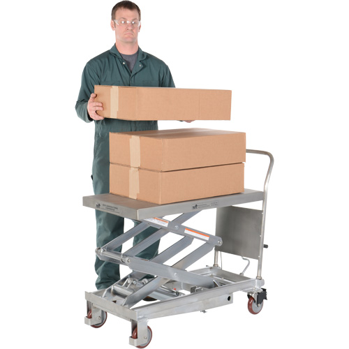 Manual Hydraulic Scissor Lift Table, 35-1/2" L x 20" W, Partial Stainless Steel, 800 lbs. Capacity Rock Safety Industrial Ltd