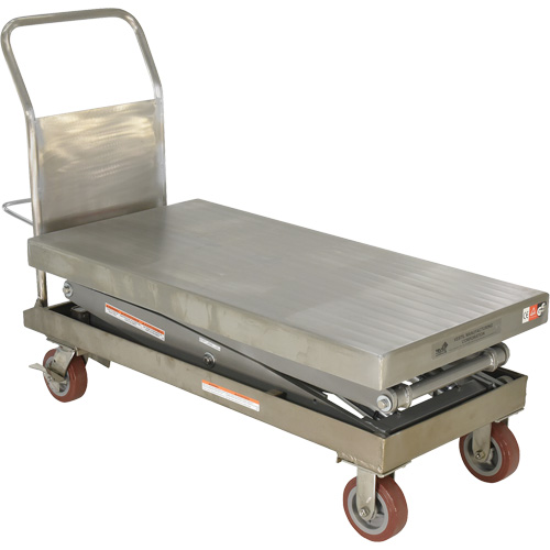 Manual Hydraulic Scissor Lift Table, 47-1/2" L x 24" W, Partial Stainless Steel, 1500 lbs. Capacity Rock Safety Industrial Ltd