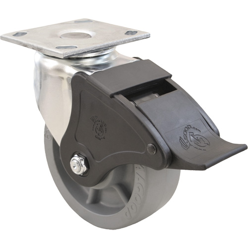Roulette Emaxx, Pivotant avec frein, 4" (101,6 mm), Envirothane, 1000 lb (453,6 kg) Rock Safety Industrial Ltd