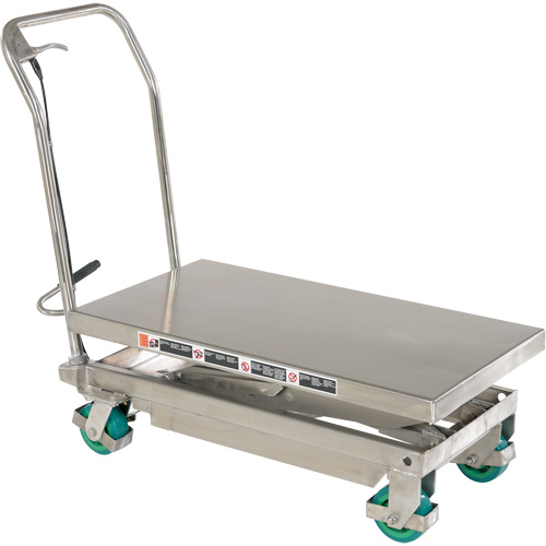 Manual Hydraulic Scissor Lift Table, 36-1/4" L x 19-3/8" W, Stainless Steel, 600 lbs. Capacity Rock Safety Industrial Ltd