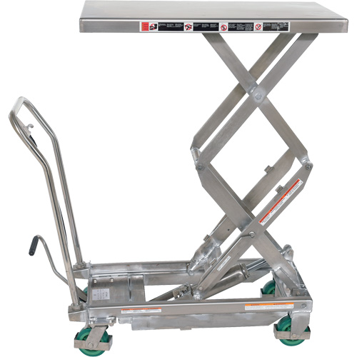 Manual Hydraulic Scissor Lift Table, 36-1/4" L x 19-3/8" W, Stainless Steel, 600 lbs. Capacity Rock Safety Industrial Ltd