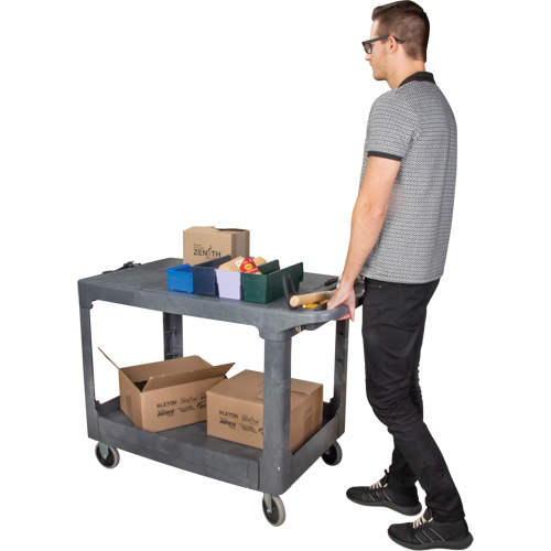 Flat-Shelf Utility Service Cart, 2 Tiers, 25-1/4" x 32-1/4" x 44", 550 lbs. Capacity Rock Safety Industrial Ltd
