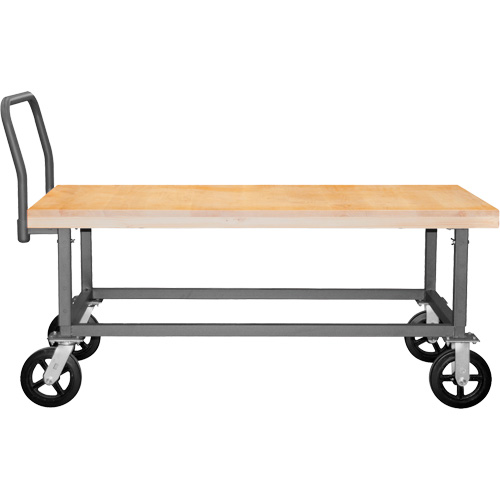 Adjustable Wood Deck Platform Truck, 48" L x 24" W, 1800 lbs. Capacity, Mold-on Rubber Casters Rock Safety Industrial Ltd