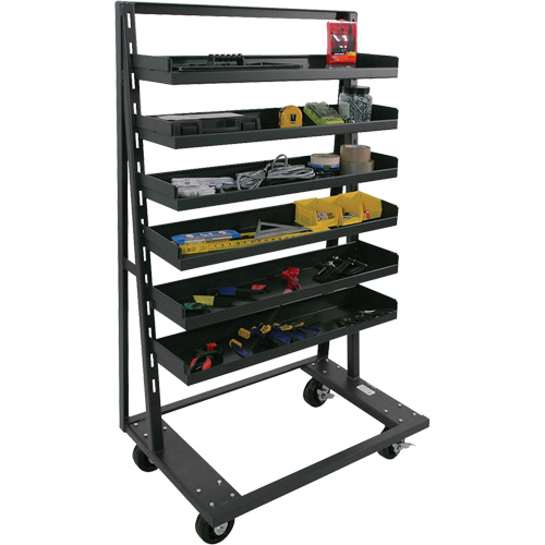 Single-Sided Heavy Duty A-Frame Cart with 6 Lipped Trays, 38" x 25" x 63", 2500 lbs. Capacity Rock Safety Industrial Ltd