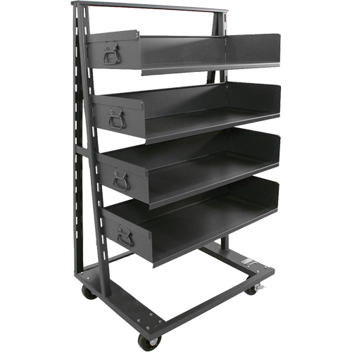 Single-Sided Heavy Duty A-Frame Cart with 4 Large Trays, 38" x 25" x 63", 2500 lbs. Capacity Rock Safety Industrial Ltd