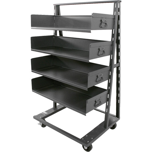 Single-Sided Heavy Duty A-Frame Cart with 4 Large Trays, 38" x 25" x 63", 2500 lbs. Capacity Rock Safety Industrial Ltd