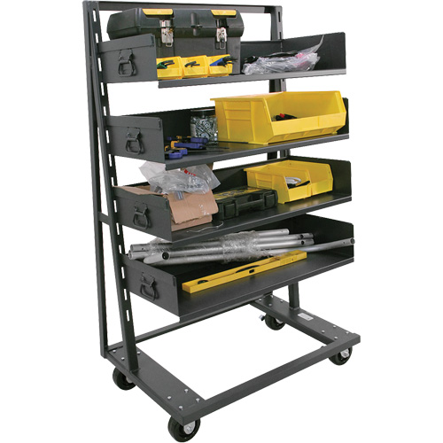 Single-Sided Heavy Duty A-Frame Cart with 4 Large Trays, 38" x 25" x 63", 2500 lbs. Capacity Rock Safety Industrial Ltd