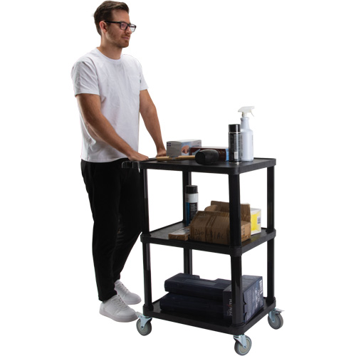 Chariot utilitaire avec tablette plate, 3 tiers, 18-1/8" x 37-3/8" x 27-3/4", Capacit&eacute; 330 lb Rock Safety Industrial Ltd