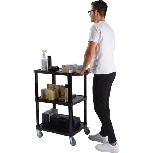 Chariot utilitaire avec tablette plate, 3 tiers, 18-1/8" x 37-3/8" x 27-3/4", Capacit&eacute; 330 lb Rock Safety Industrial Ltd