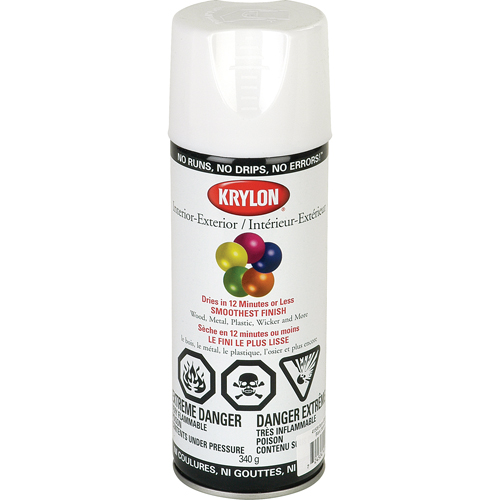 Industrial Acryli-Quik Lacquer, White, Semi-Gloss, 12 oz., Aerosol Can Rock Safety Industrial Ltd