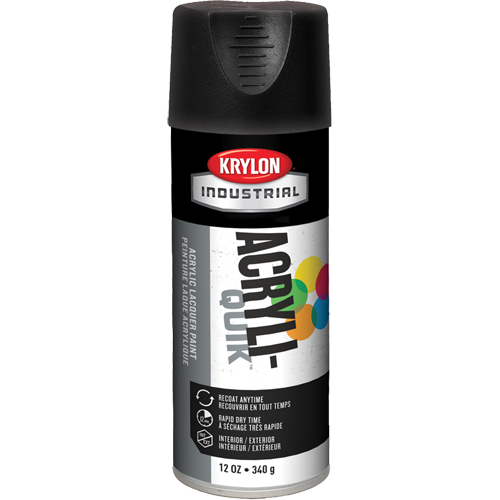 Laque industrielle Acryli-Quik, Noir, Ultra-mat, 12 oz, Canette a&eacute;rosol Rock Safety Industrial Ltd