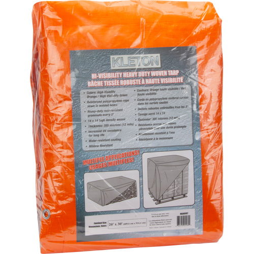 High-Visibility Heavy-Duty Woven Tarp, Polyethylene, Green/Orange, 20' x 30' x 12 mils Rock Safety Industrial Ltd