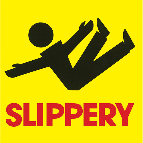 C&ocirc;nes de d&eacute;viation - &eacute;tiquettes de message  Slippery , Adh&eacute;sif, Anglais avec pictogramme Rock Safety Industrial Ltd