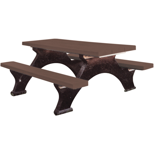 Tables de pique-nique en plastique recycl&eacute;, 8' lo x 62-1/4" la, Brun Rock Safety Industrial Ltd