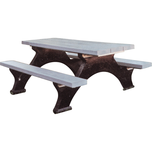 Tables de pique-nique en plastique recycl&eacute;, 8' lo x 62-1/4" la, Gris Rock Safety Industrial Ltd