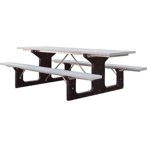 Tables de pique-nique en plastique recycl&eacute;, 6' lo x 61-1/2" la, Gris Rock Safety Industrial Ltd