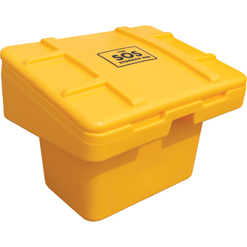 Contenants pour sel & sable SOS, Avec Moraillon, 30" x 24" x 24", 5,5 pi³, Jaune Rock Safety Industrial Ltd