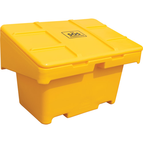 Contenants pour sel & sable SOS, Avec Moraillon, 42" x 29" x 30", 11 pi³, Jaune Rock Safety Industrial Ltd