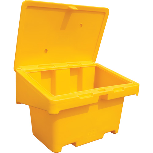 Contenants pour sel & sable SOS, Avec Moraillon, 42" x 29" x 30", 11 pi³, Jaune Rock Safety Industrial Ltd